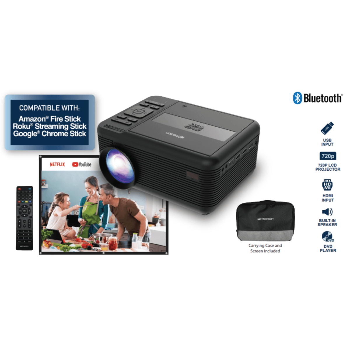 Emerson EVP-2501C projector with built-in DVD player
