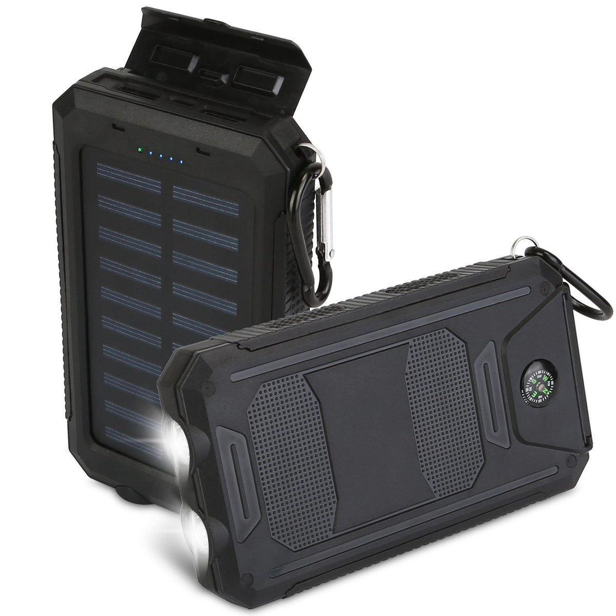 10,000mAh Solar Power Bank with Flashlight & Compass