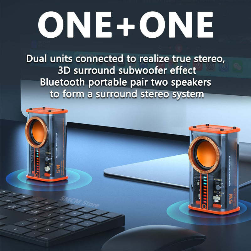 Transparent Mecha Bluetooth Speaker with LED Lights