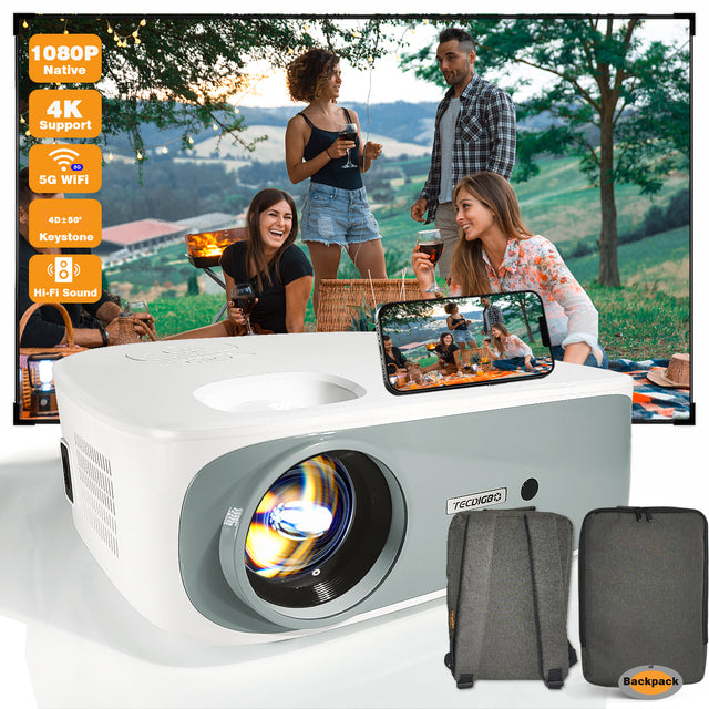 TECDIGBO Full HD 1080p Smart Projector with Wi-Fi, Bluetooth and 4D Keystone