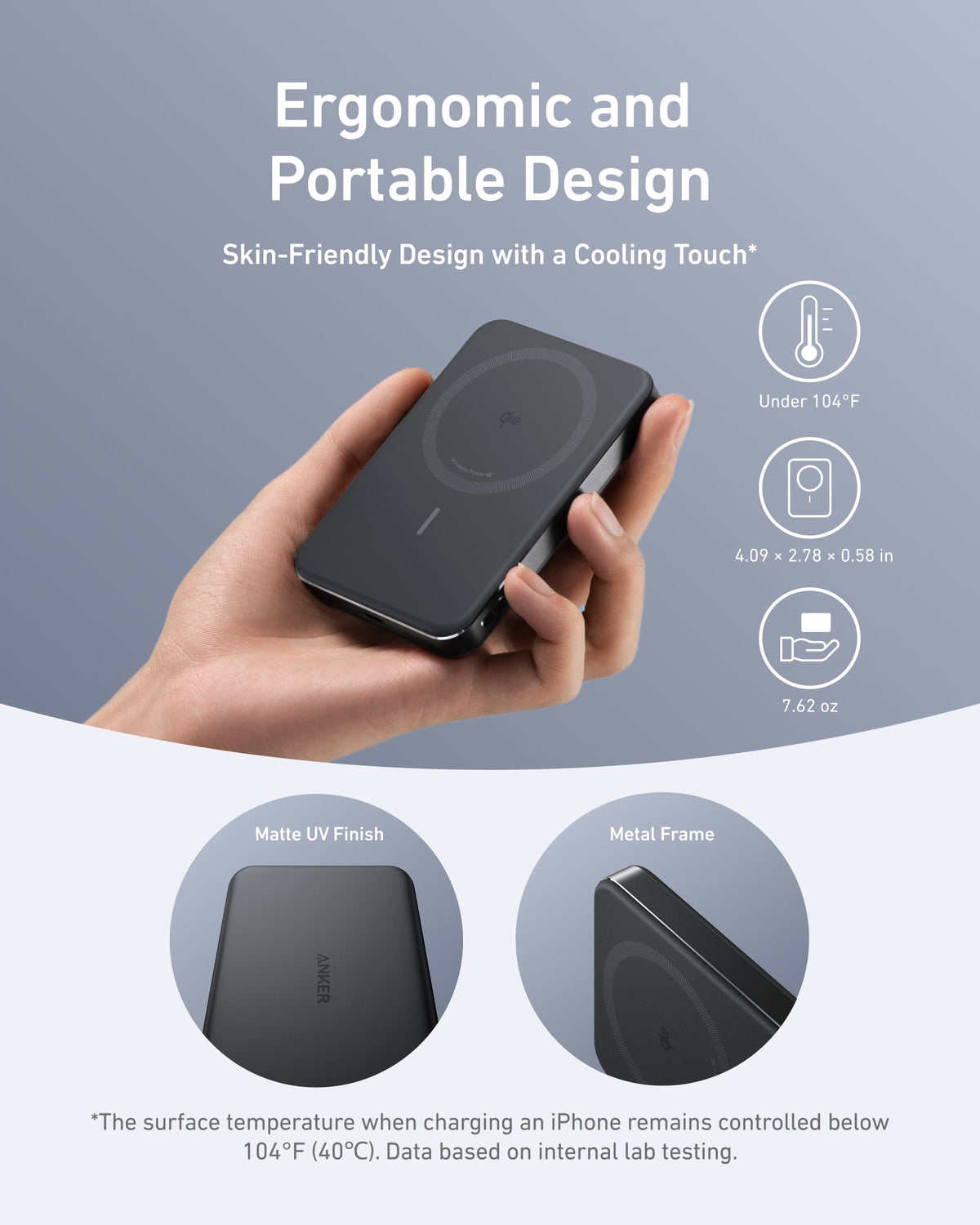 Anker MagGo Slim Power Bank, 10,000mAh with Qi Wireless