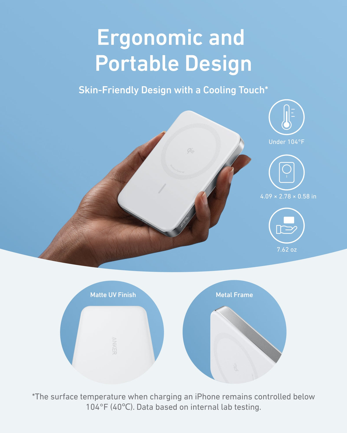 Anker MagGo Slim Power Bank, 10,000mAh with Qi Wireless