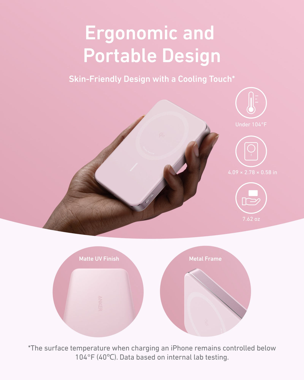 Anker MagGo Slim Power Bank, 10,000mAh with Qi Wireless