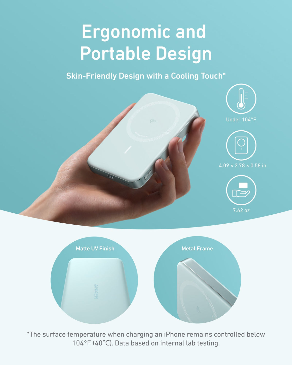 Anker MagGo Slim Power Bank, 10,000mAh with Qi Wireless