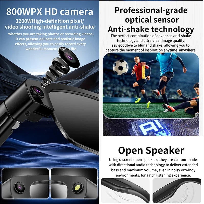 HD Camera Smart Glasses with Wi-Fi Transfer and Calls