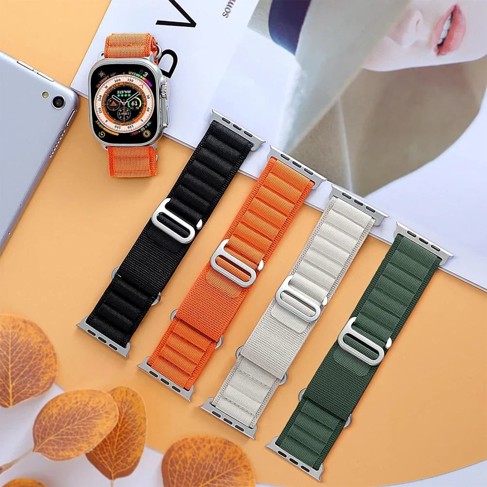 BandsCo Alpine Nylon Loop Band for Apple Watch, Metal Hook