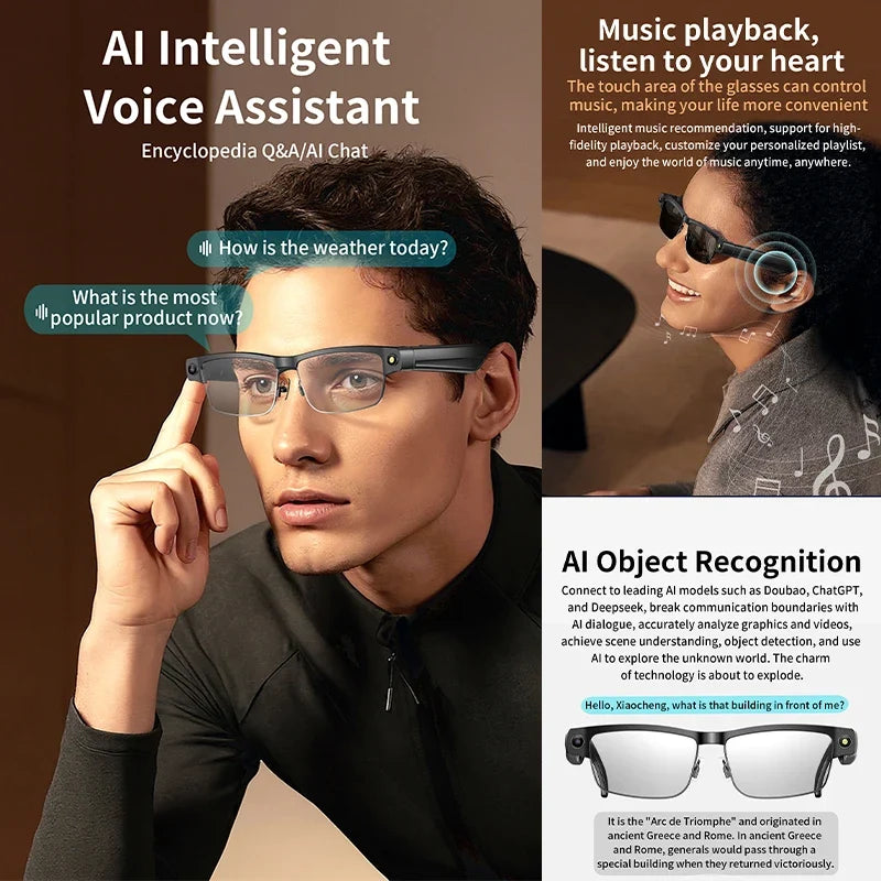 HD Camera Smart Glasses with Wi-Fi Transfer and Calls