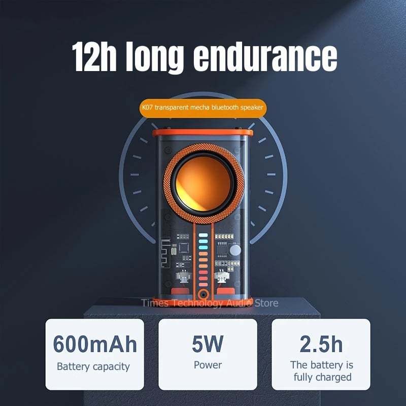 Transparent Mecha Bluetooth Speaker with LED Lights