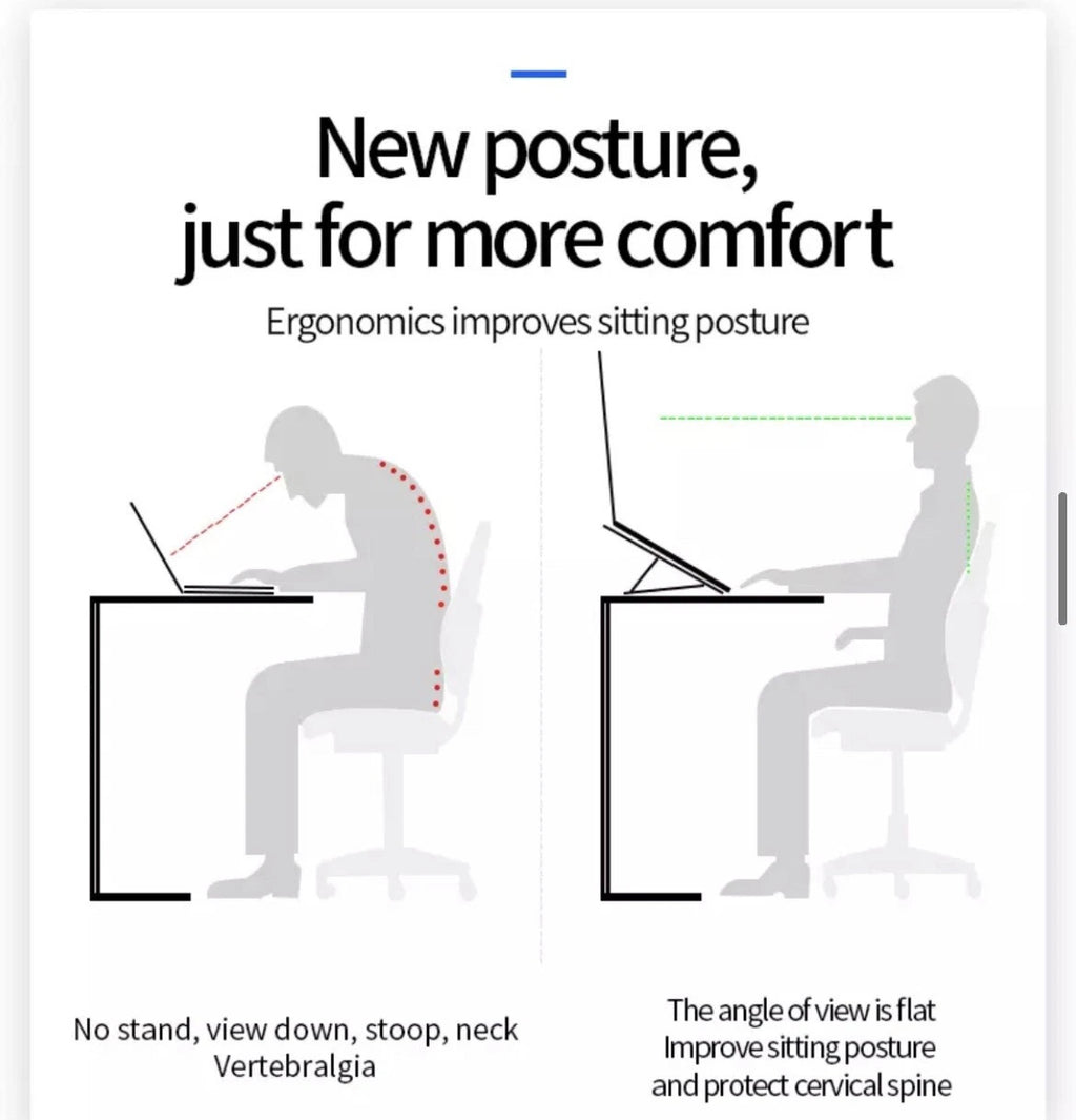 Posture comparison: sitting with and without a laptop stand
