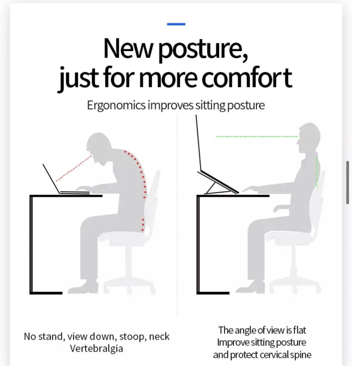 Posture comparison: sitting with and without a laptop stand