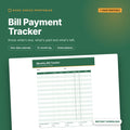 Bill Payment Tracker printable cover showing the monthly bill tracker page