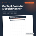 Content Calendar and Social Media Planner cover showing the monthly content calendar