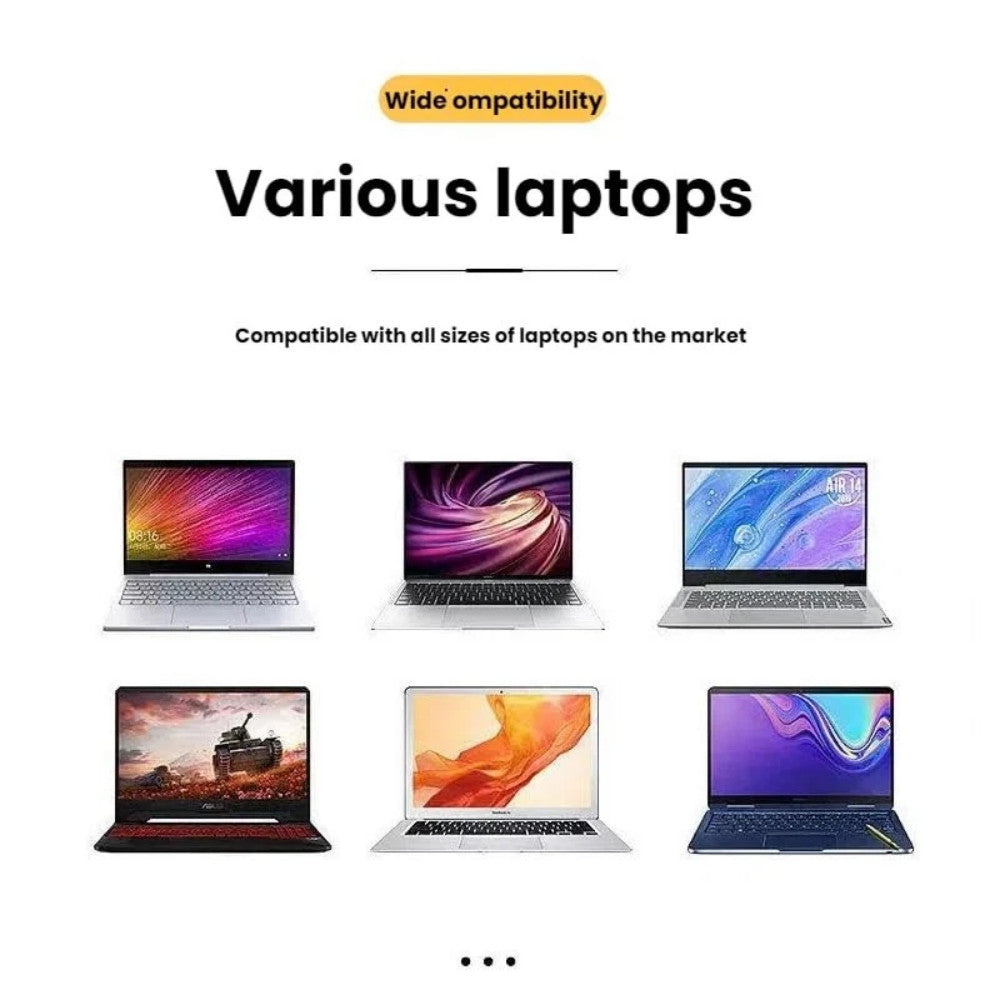 Laptop stand shown with a range of laptop models