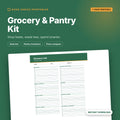 Grocery and Pantry Kit printable cover showing the aisle-by-aisle grocery list